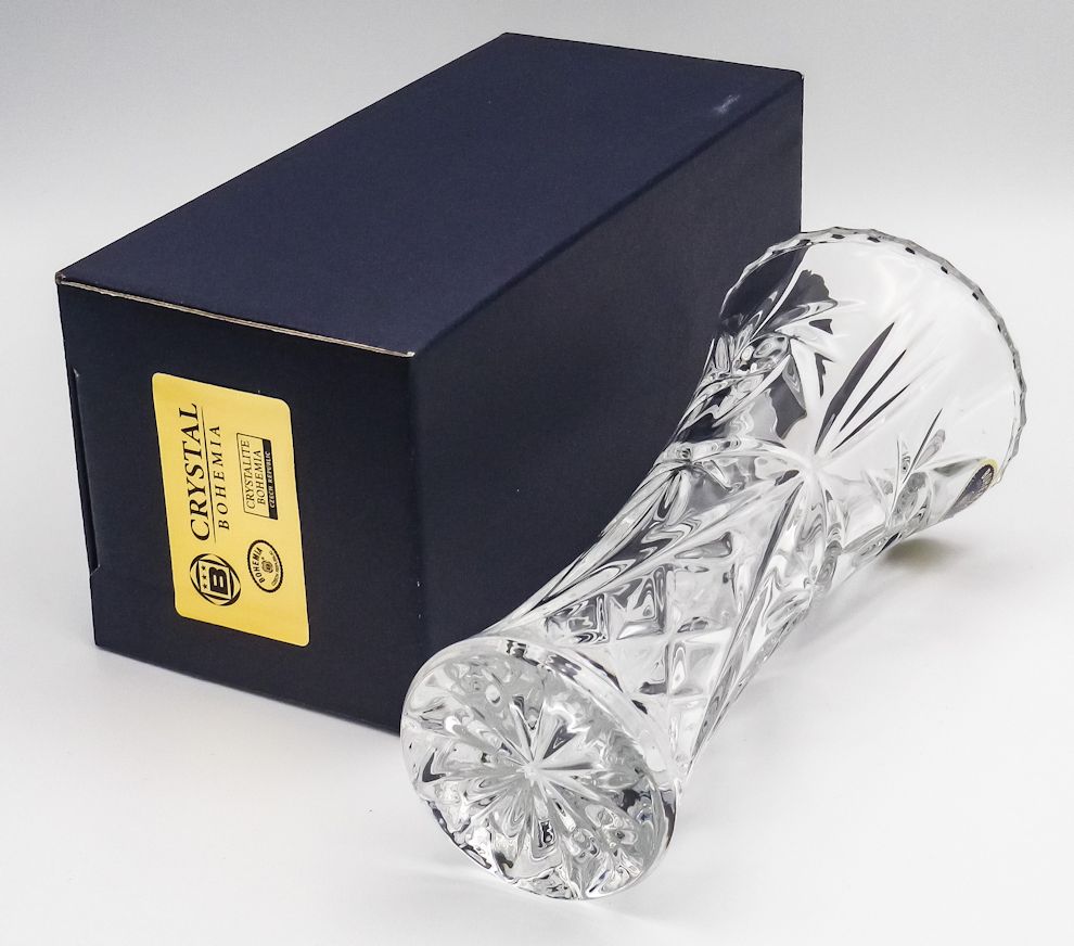 楽天市場】ボヘミアングラス クリスタル花瓶 「風車」15cm