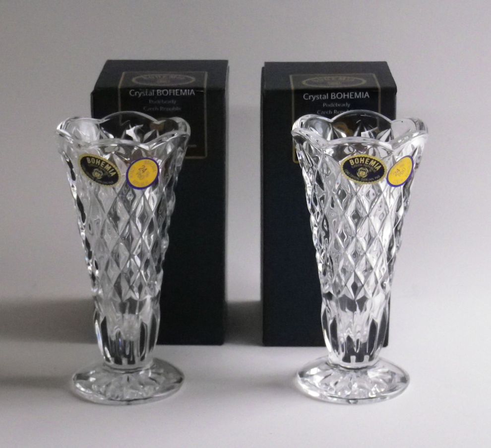 楽天市場】ボヘミアングラス クリスタル ミニ花瓶 2個セット
