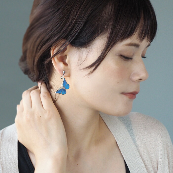 楽天市場】【2タイプ】naturama(ナチュラマ) ブルーモルフォ蝶のピアス