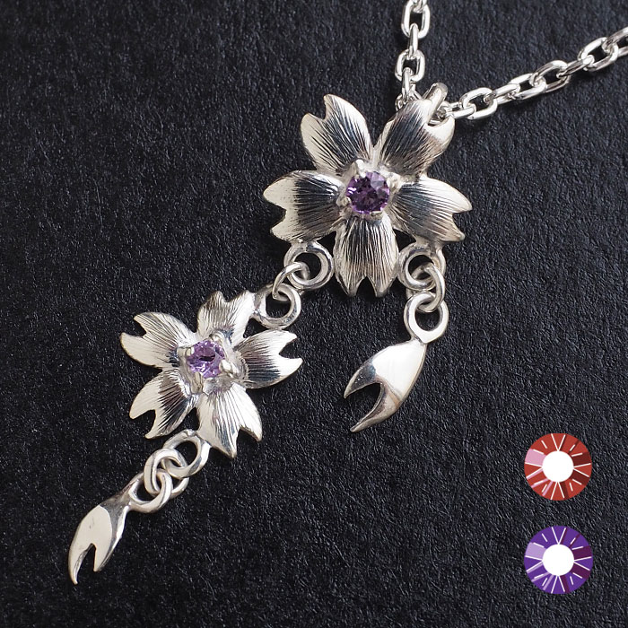 楽天市場】【2種】エス 桜ネックレス シルバー925 石入り 桜2つタイプ