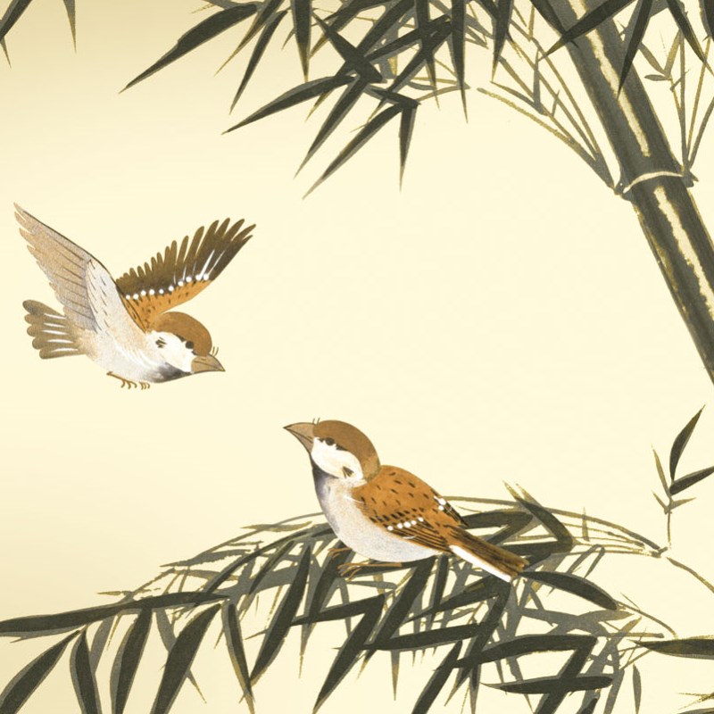 楽天市場】額絵 日本画 花鳥画 【竹に雀】 田村竹世 G4-BK055 [代引き
