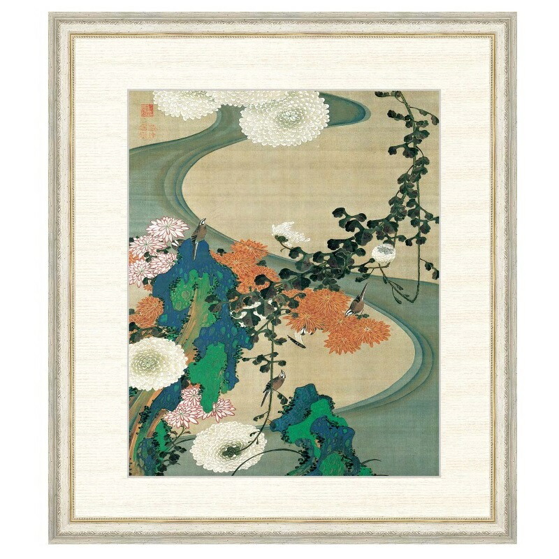 楽天市場】日本の名画 伊藤若冲 菊花流水図 F8 [g4-bn078-F8]（代引き