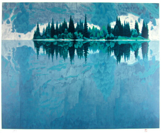 楽天市場】東山魁夷 リトグラフ みづうみ 1992年 生前作 東山魁夷