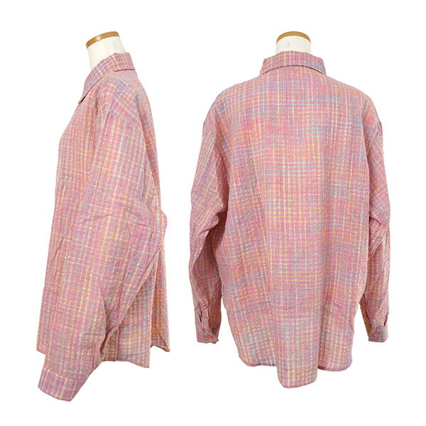 楽天市場】柄シャツ ピンク チェック柄 チェック マルチカラー