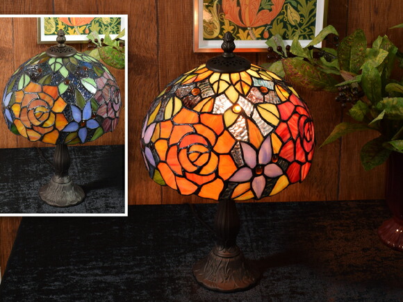 楽天市場】ステンドグラス テーブルランプ レヴァリーローズ Small
