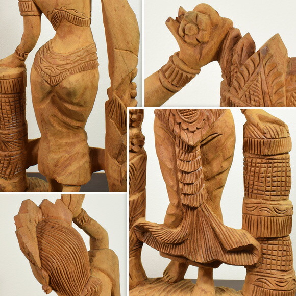 楽天市場】Lakhon Ram ラコーン タイの伝統舞踊 女性像 木彫り像