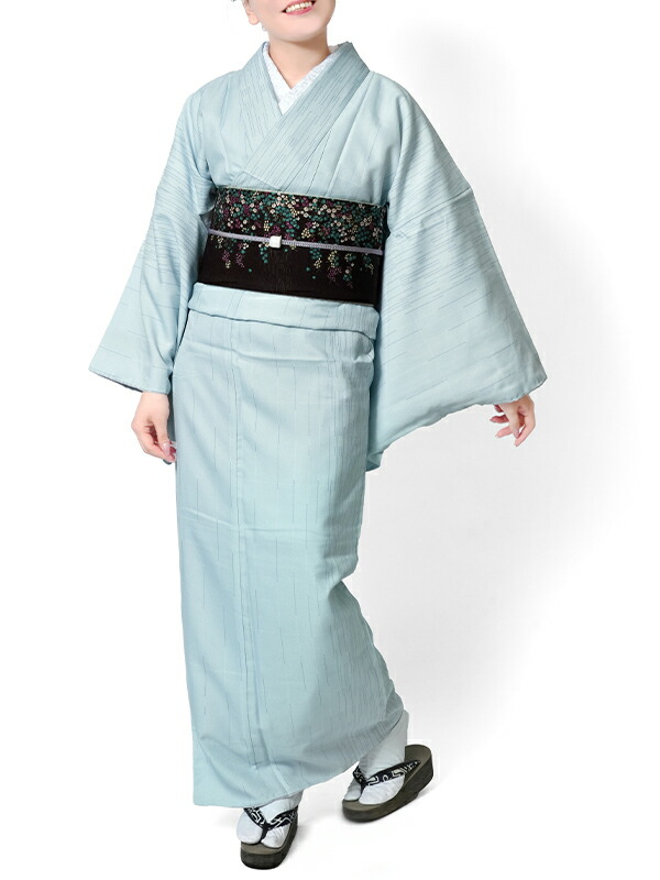 楽天市場】【1000OFFクーポン配布中】着物 レインストライプ 縞 水色