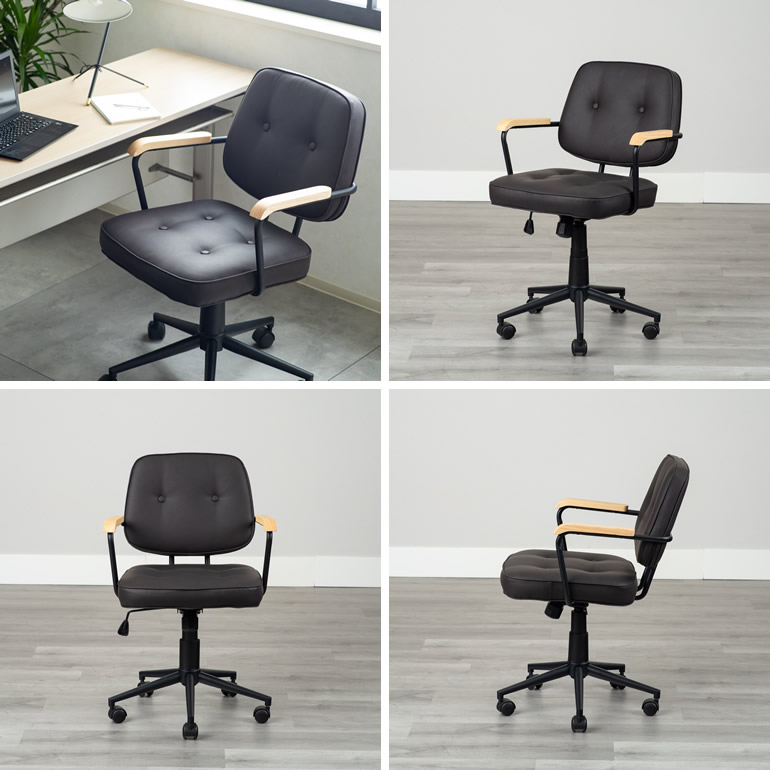 楽天市場】デスクチェア レトロ おしゃれ 回転 合皮レザー キャスター