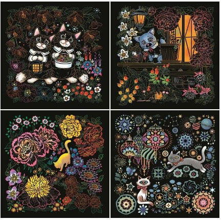 楽天市場】スクラッチペン付き【心がやすらぐスクラッチアート】ねこと