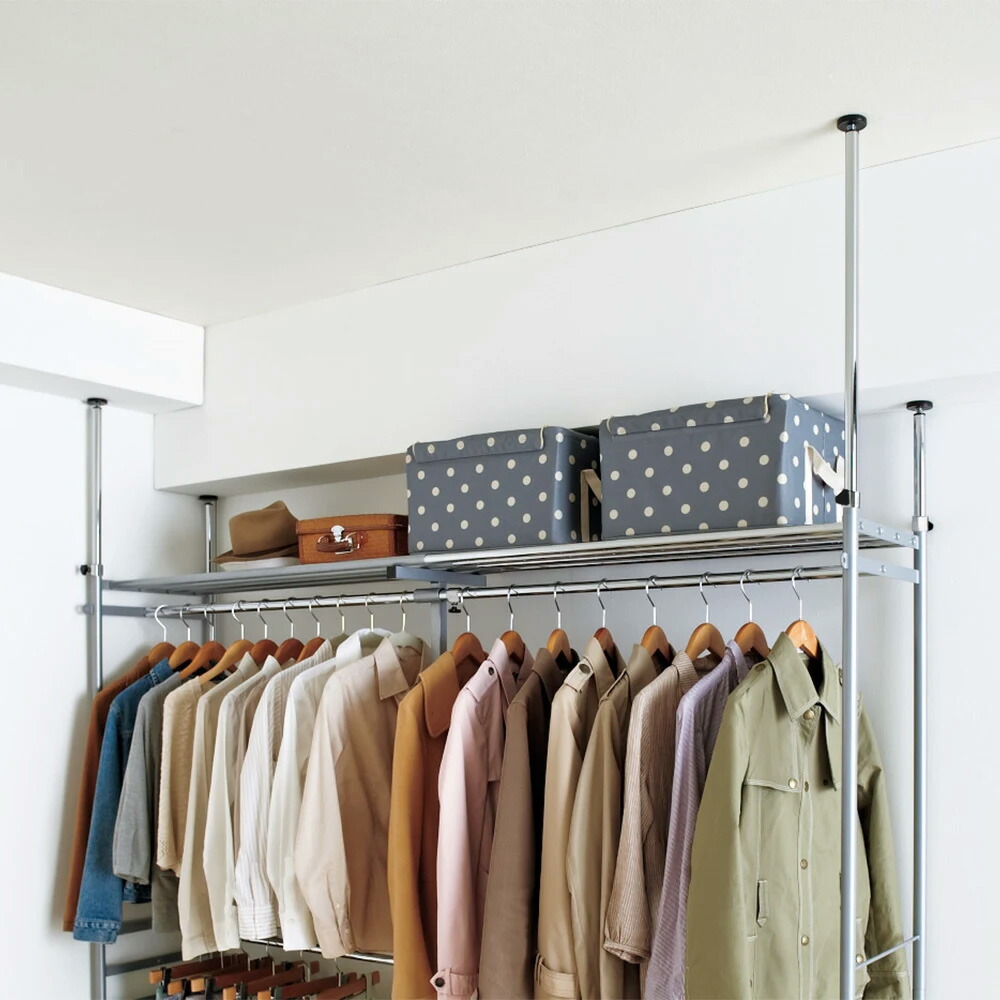 楽天市場】ウォークイン突っ張りハンガー 幅78cm-128cm・ハイタイプ