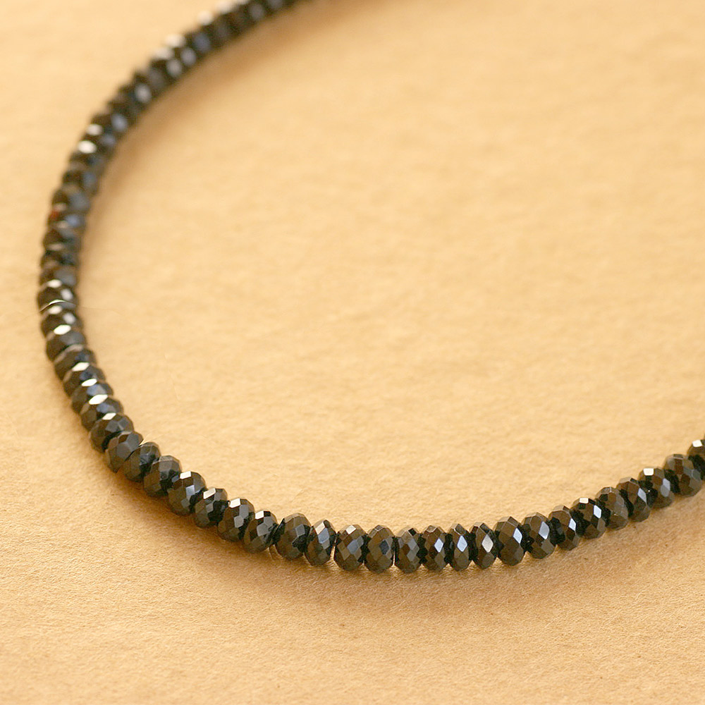 楽天市場】ブラックスピネルネックレス 約4mm 標準タイプ ゴツめタイプ