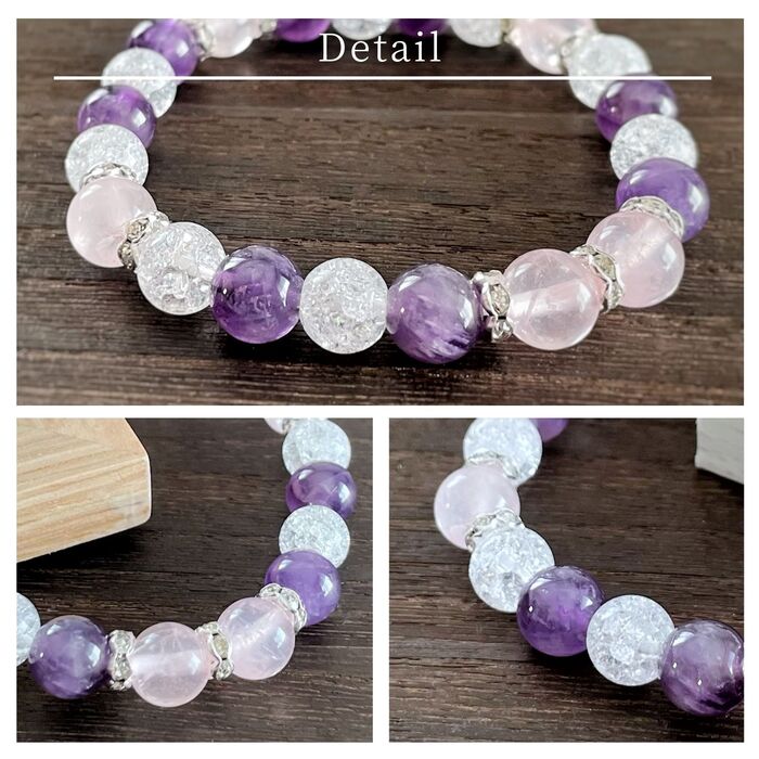 楽天市場】天然石 ローズクォーツ アメジスト クラックブレスレット