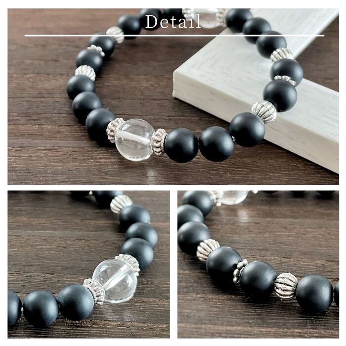 楽天市場】天然石 マットオニキス クリスタル デザインブレスレット