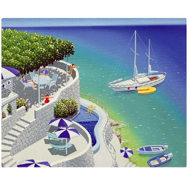 楽天市場】【夏の風景画-海-イラスト-ヨット アートパネル】壁掛け