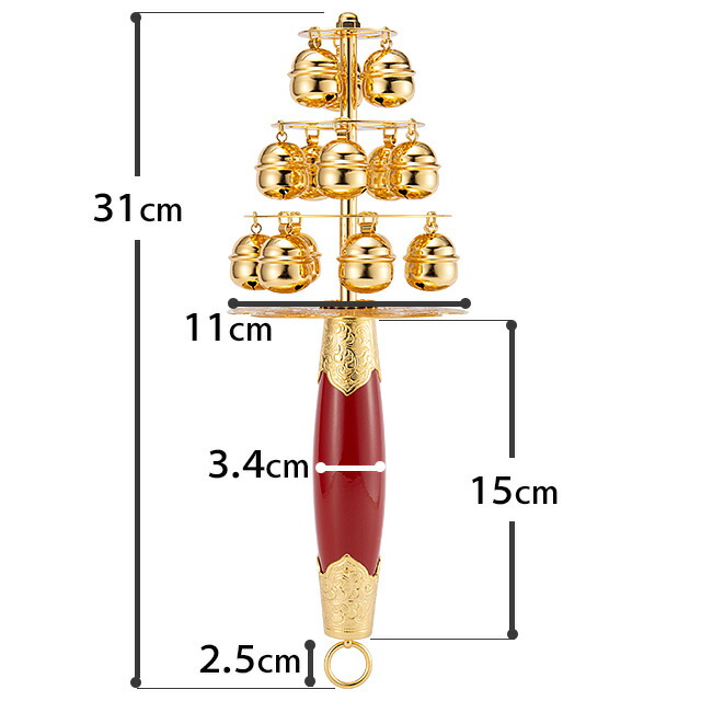 楽天市場】神楽鈴 本金メッキ 十字型 全長31cm×巾11cm 東型 日本製