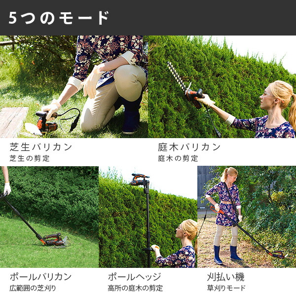 楽天市場】18V 5in1ポールヘッジ＆芝生バリカン(4.0Ah) 充電式園芸用