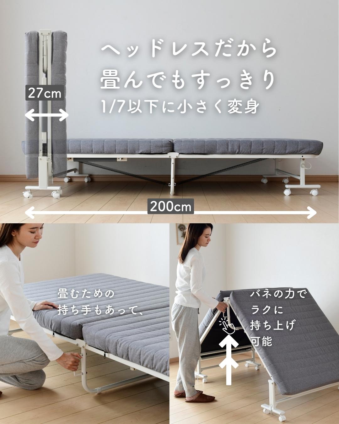 楽天市場】組み立て不要 折りたたみベッド 低反発 シングル