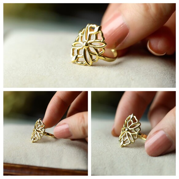 楽天市場】〈18金・プラチナ〉透かしレースリング“ovalflower