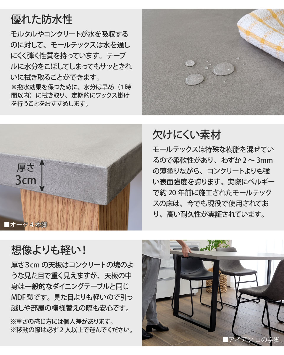 楽天市場】モールテックス ダイニングテーブル サイズオーダー 幅140