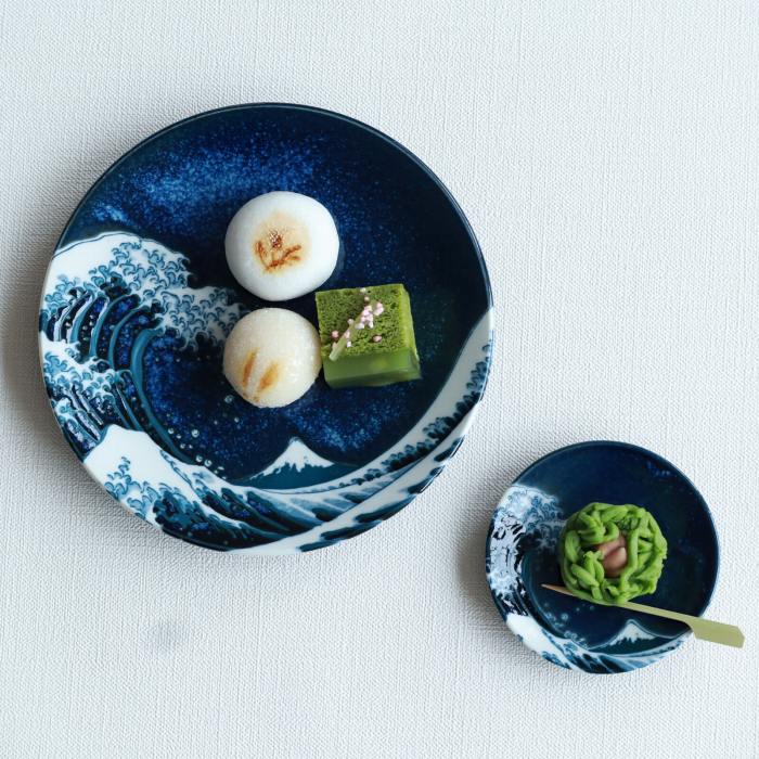 楽天市場】【一部即納】浪に富士 - Nami ni Fuji - 藍 大皿（皿立付