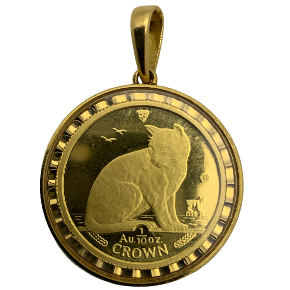 楽天市場】【中古】 K18枠 マン島 キャット コイン トップ 純金 エリザ