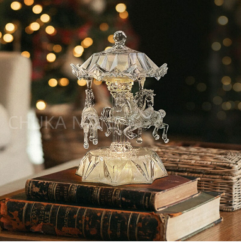 楽天市場】アクリル メリーゴーランド カルーセル オルゴール 馬回転