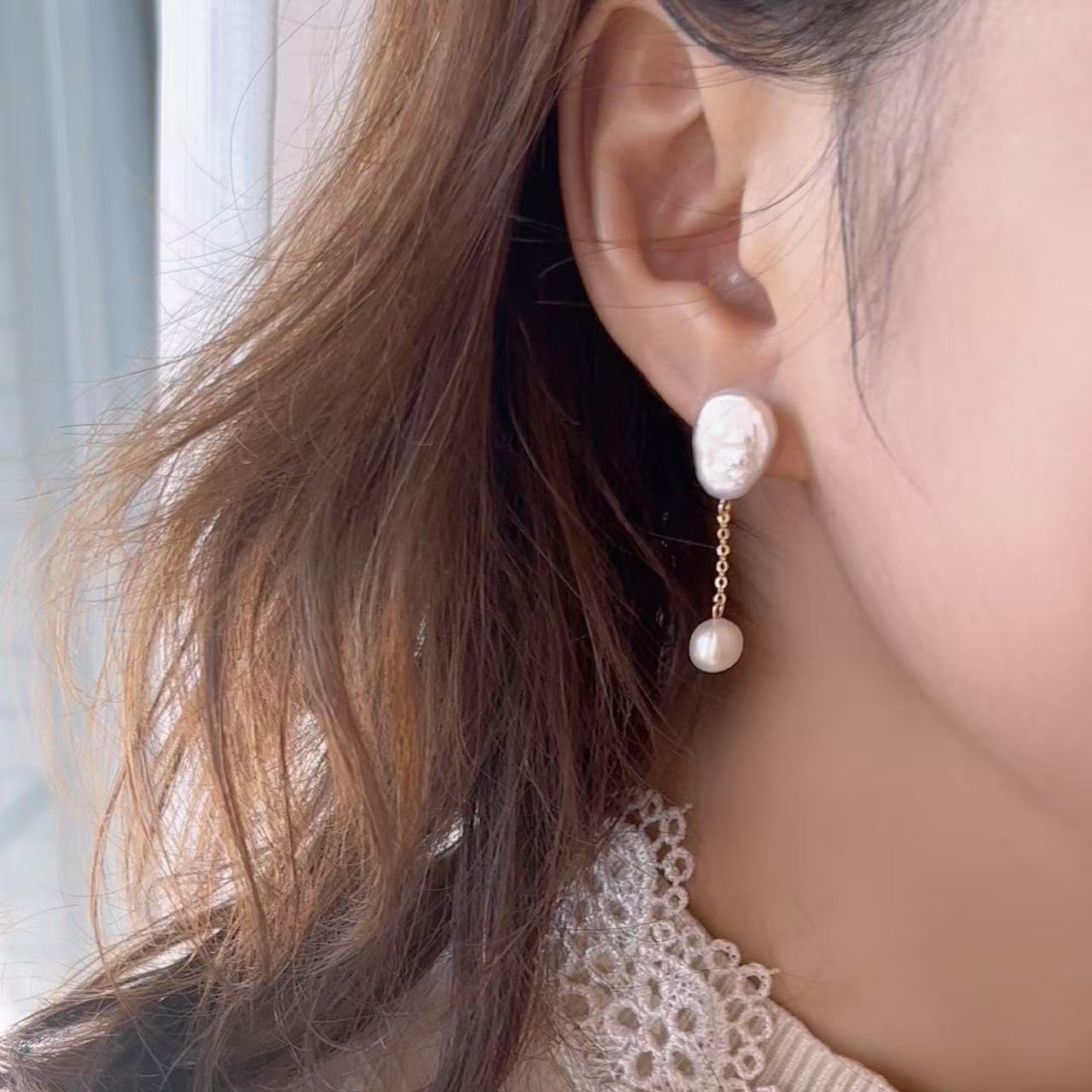 楽天市場】ピアス 金属アレルギー 淡水パール ピアス バロックパール