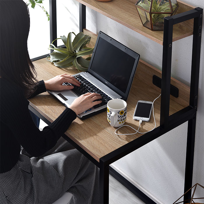 楽天市場】デスク 幅80 奥行50 USBポート コンセント付き パソコン