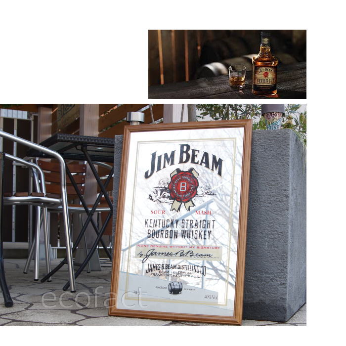 楽天市場】パブミラー バーミラー 鏡 壁掛け ジムビーム ロゴ（黒額