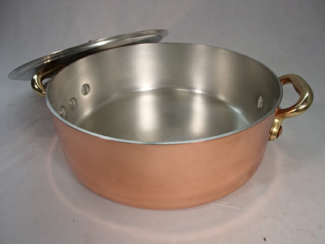 楽天市場】業務用 銅 外輪鍋銅 浅型鍋（蓋つき）27cm『シェフ銅鍋プロ
