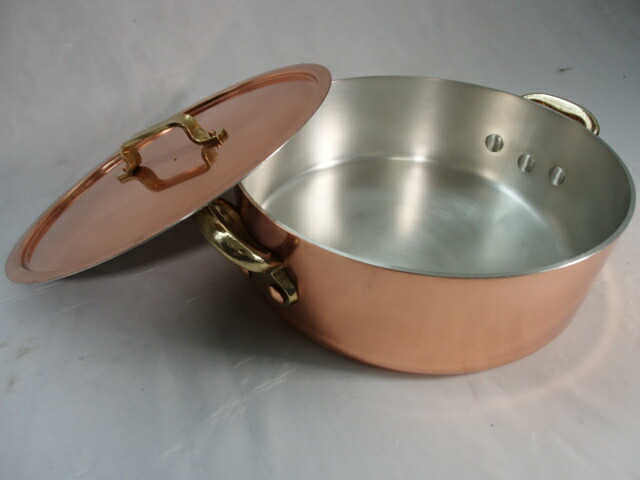 楽天市場】業務用 銅 外輪鍋銅 浅型鍋（蓋つき）27cm『シェフ銅鍋プロ