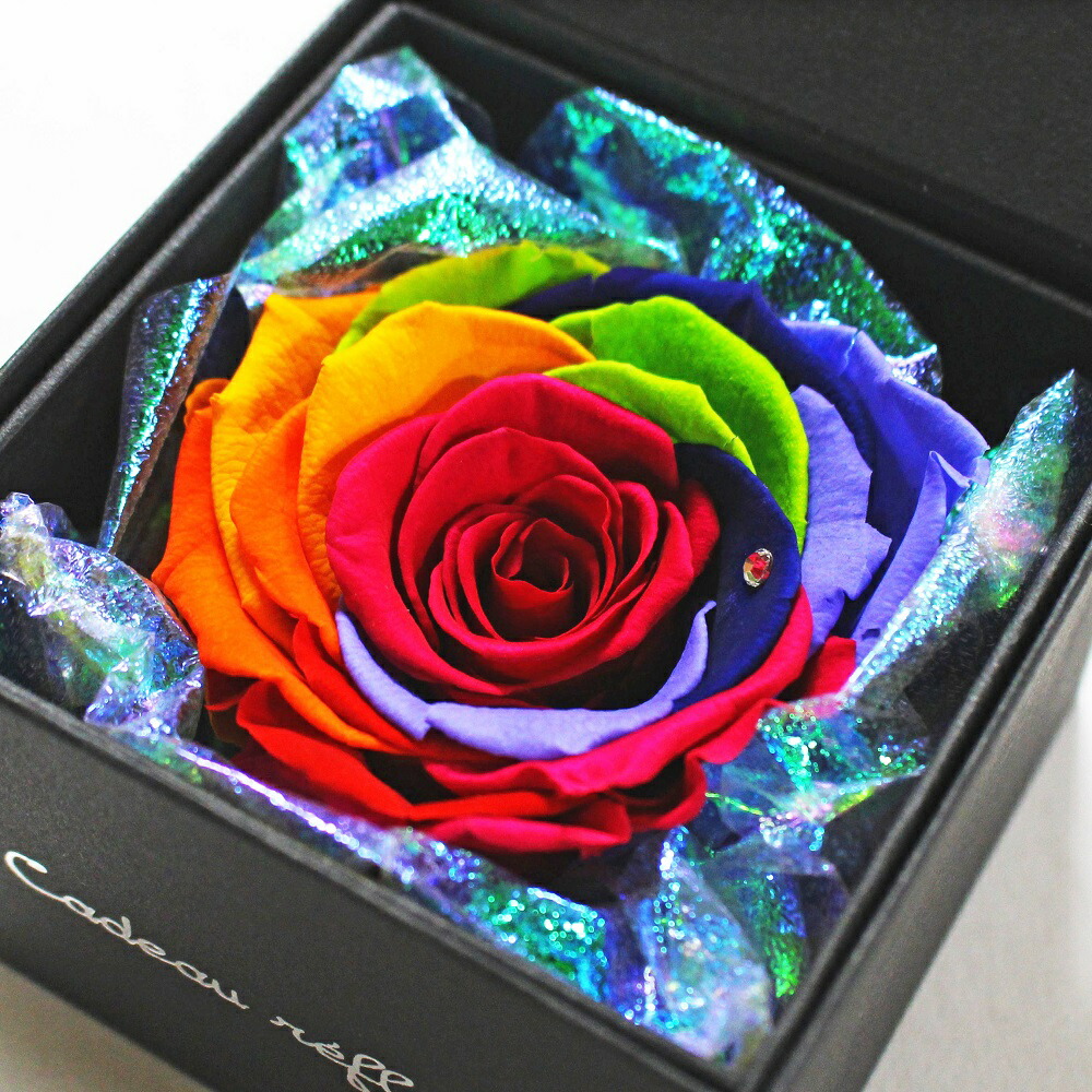楽天市場】【六色の枯れない薔薇】 レインボー プリザーブドフラワー