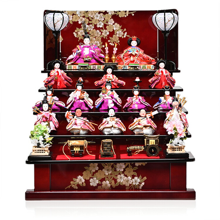楽天市場】【雛人形】【七段飾】五段飾十五人揃飾山科 雛 芥子親王柳十