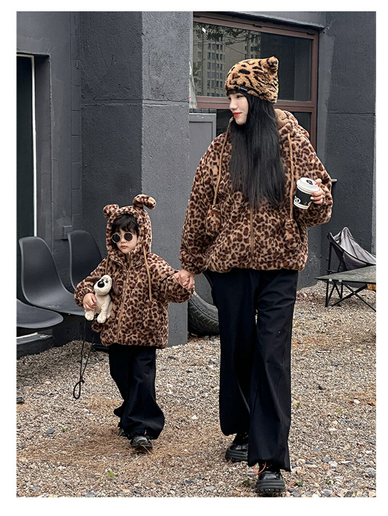 楽天市場】リンクコーデ 親子 秋冬 ボアコート 可愛い ヒョウ柄