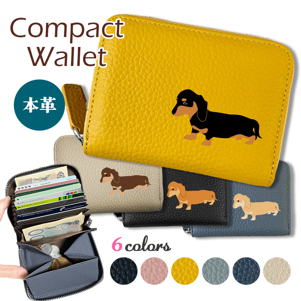楽天市場】ダックスフンド 本革 コンパクト財布 じゃばらカードケース