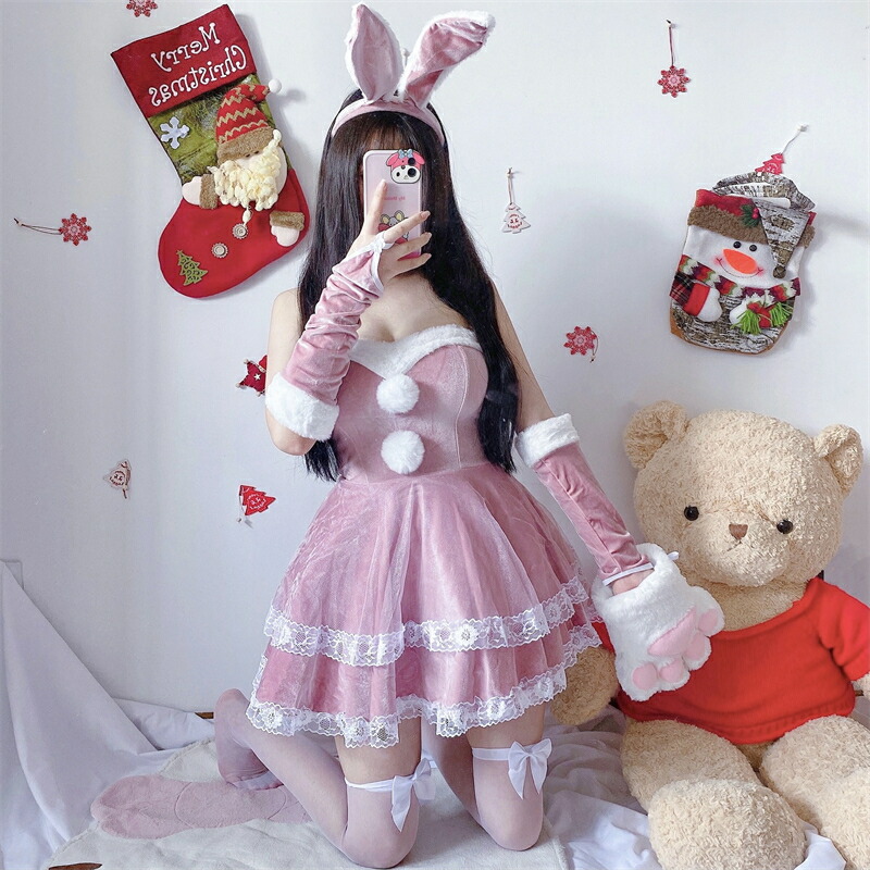 楽天市場】【5点セット 】サンタ コスプレ セクシー うさぎ 被り物 兎