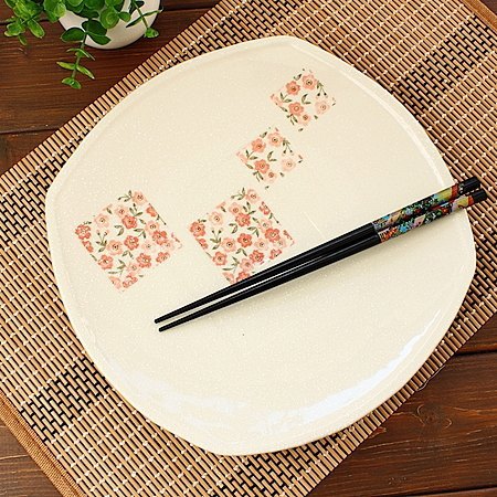 超希少 超希少 ペアプレート 和食器 花柄 大サイズスクエアプレート