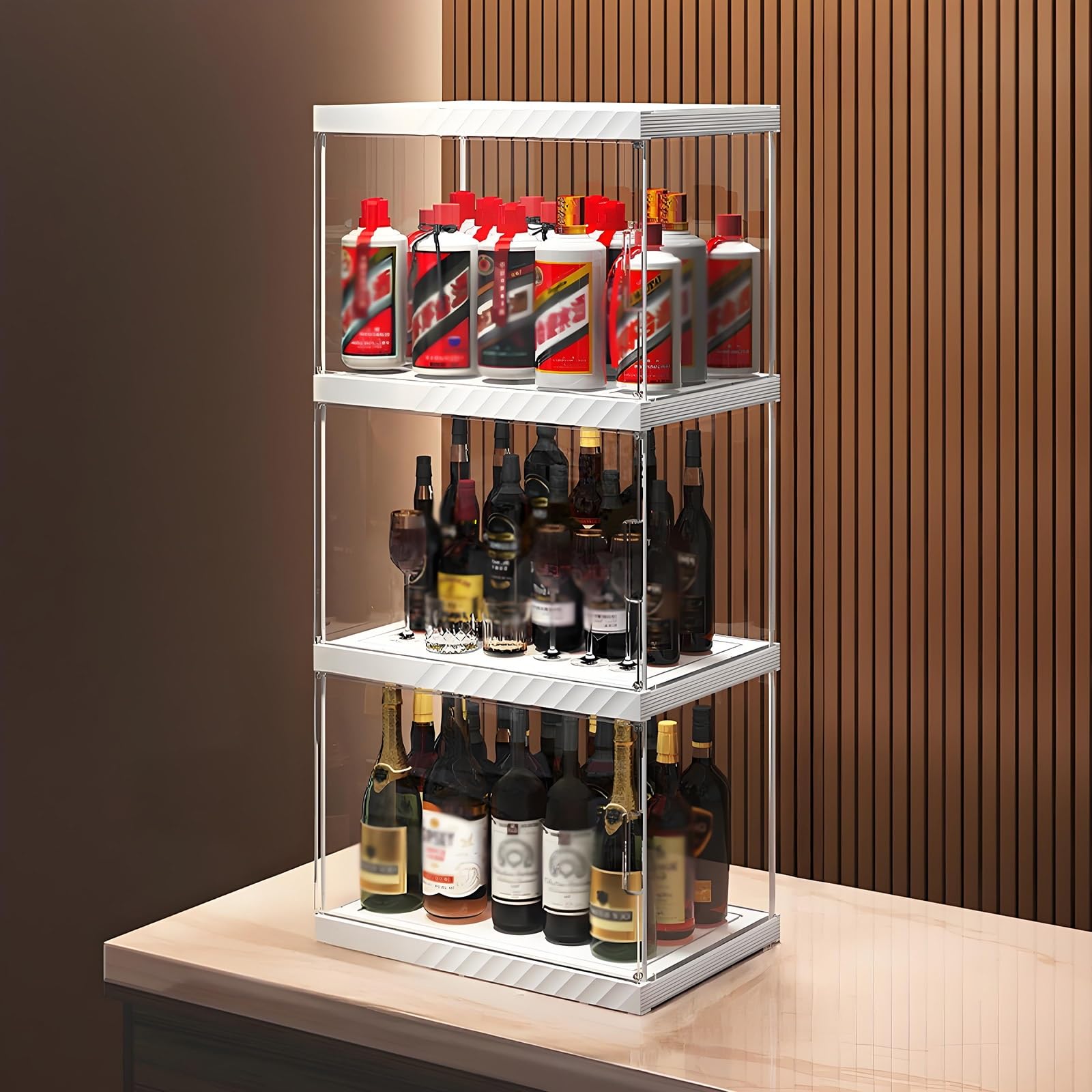 楽天市場】ウイスキー 棚 酒棚 ディスプレイ ウイスキー 収納 4面透明