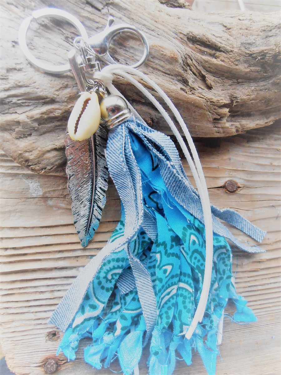 楽天市場】Mermaid jewelry バンダナデニムタッセルキーホルダー キー
