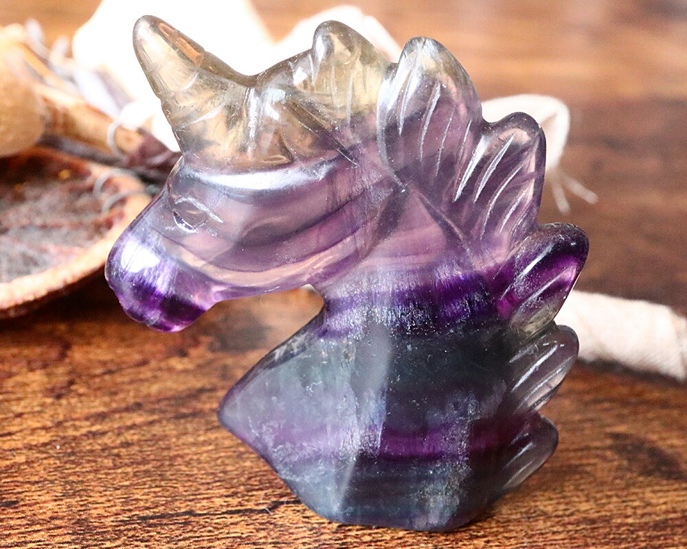 楽天市場】天然石 フローライト 彫刻 ユニコーン カービング ペット