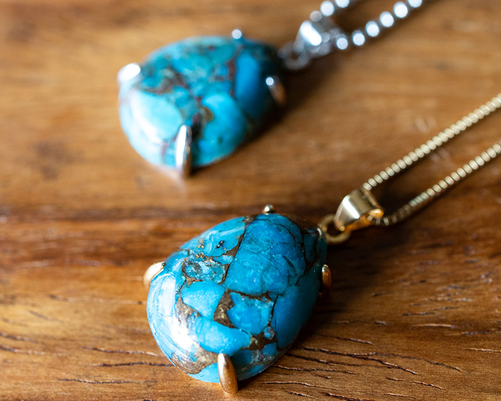 楽天市場】選べる ブルーコッパー ターコイズ ドロップ ペンダント