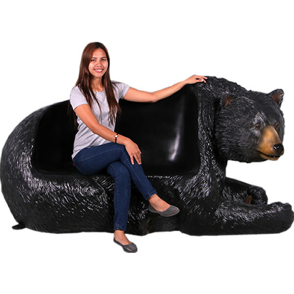 楽天市場】FRPアニマルオブジェ 黒クマのベンチ置物 動物 熊 くま