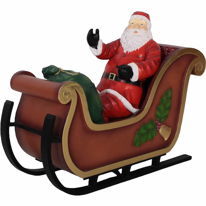 楽天市場】FRPオブジェ クリスマスプレゼントを配るサンタのソリ置物