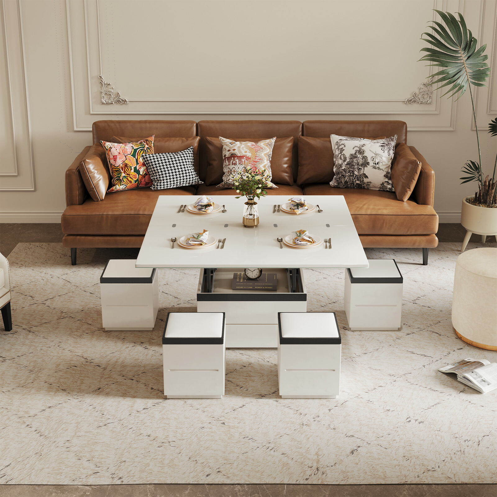 楽天市場】テーブル 昇降式 リフトアップテーブル 収納付き リフト