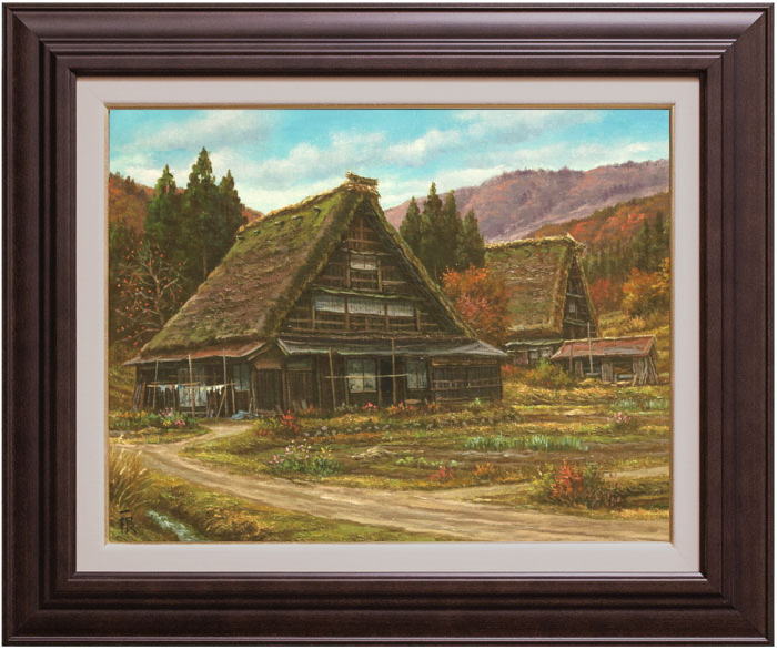 楽天市場】猿渡一根 「 晩秋 白川郷 」 油絵 ・ 油彩画 F6 ( 6号