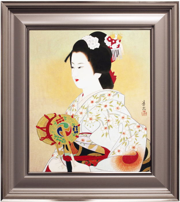 楽天市場】宮下寿紀『羯鼓(道明寺)』日本画 F10（10号）【中古