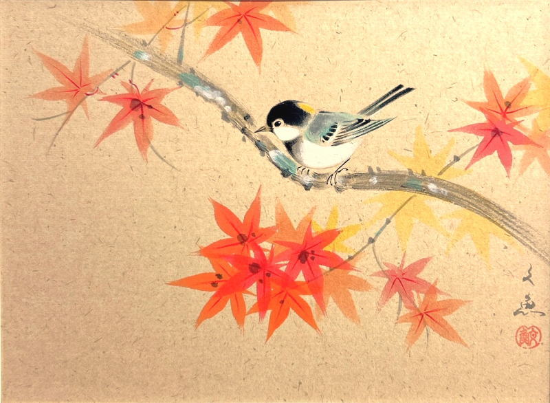 楽天市場】中谷文魚「 紅葉 」 日本画 額装 四つ切サイズ : 内田画廊