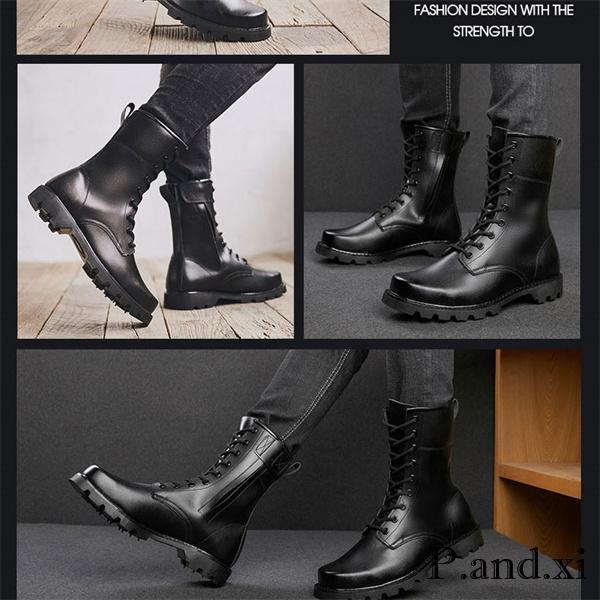 楽天市場】ワークブーツ メンズ ブーツ 本革 ロングブーツ ミリタリー