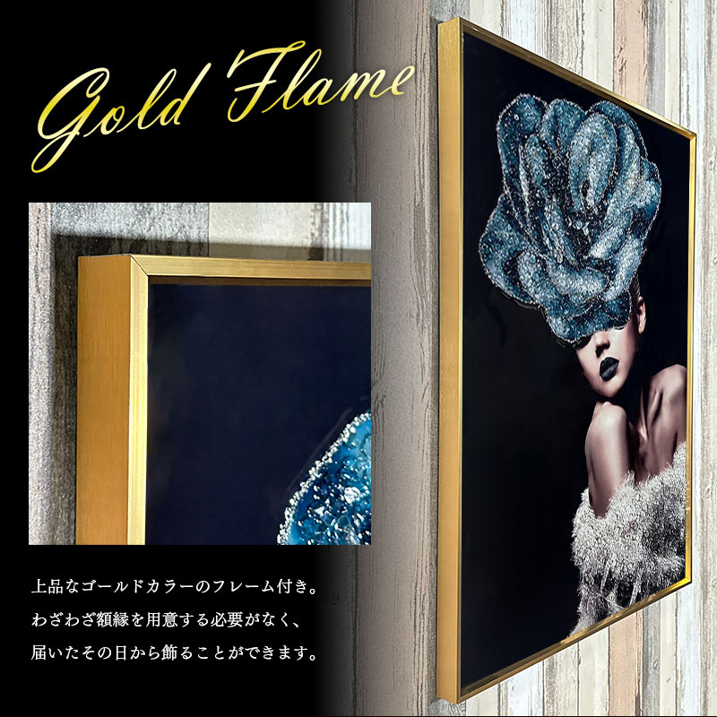 楽天市場】水晶パネル アートパネル 60×80cm 金フレーム付き 女性