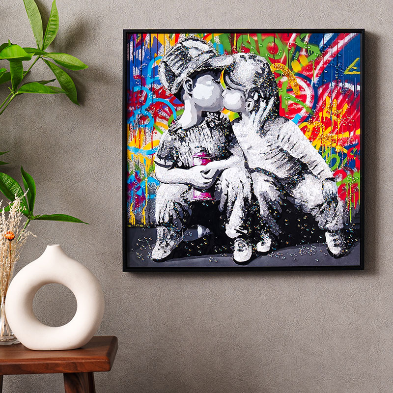 楽天市場】水晶パネル アートパネル 50×50cm ポップアート 黒フレーム